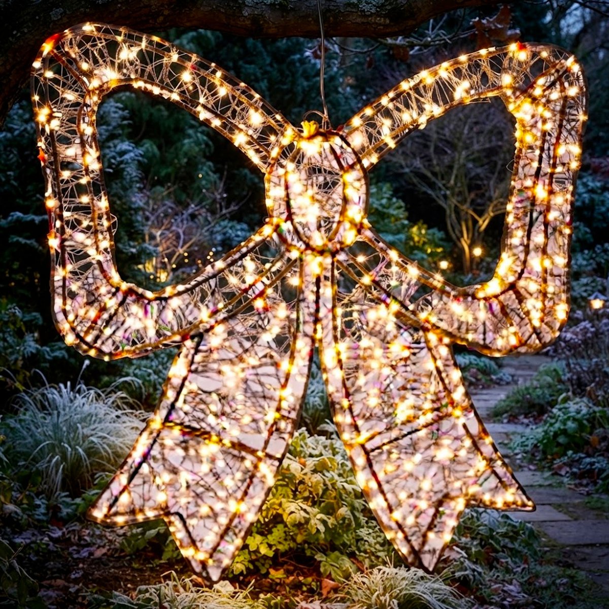 Décoration de Noël extérieure lumineuse LED noeud 48x5x46cm noir, WADIGA