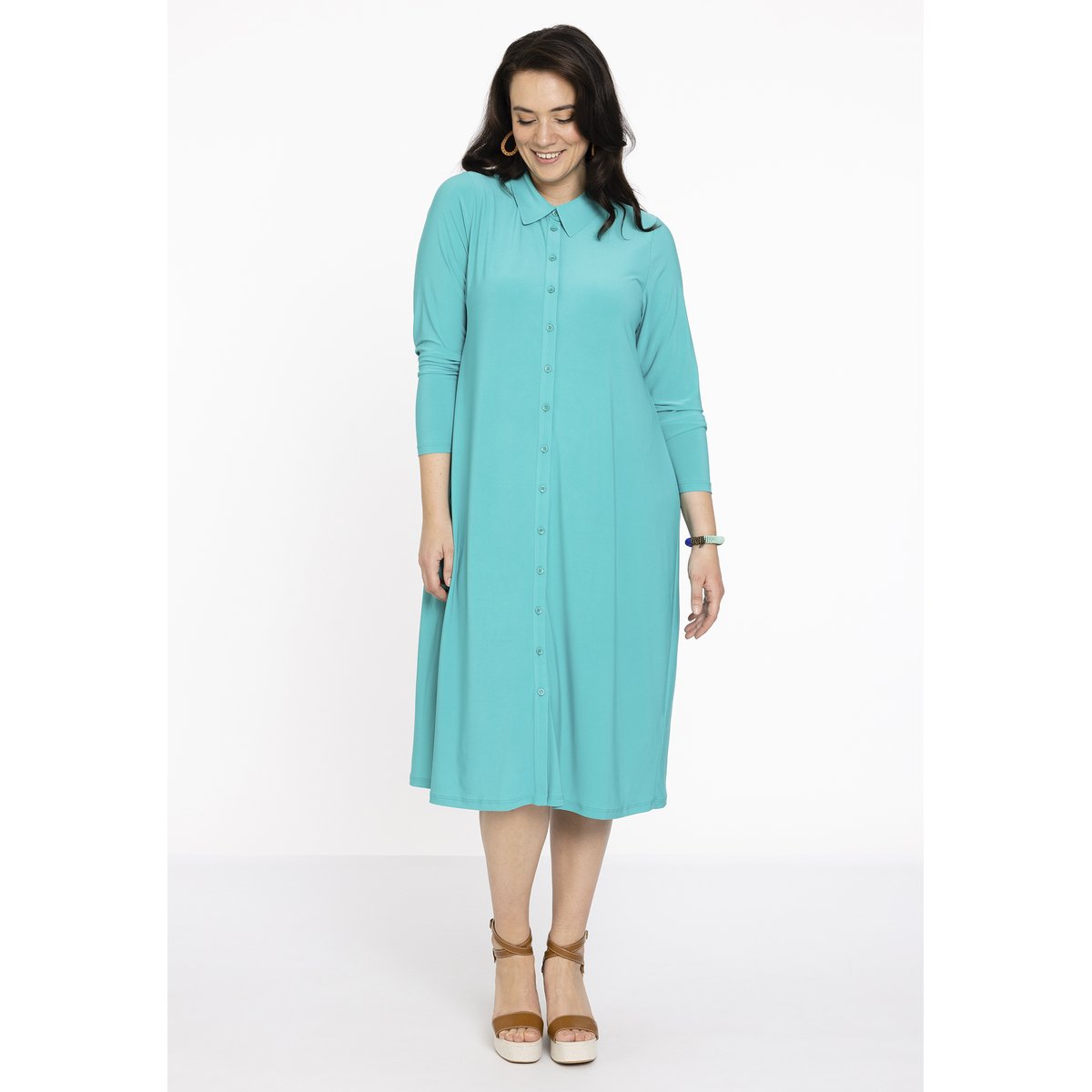 Chemise avec manches longues turquoise, YOEK