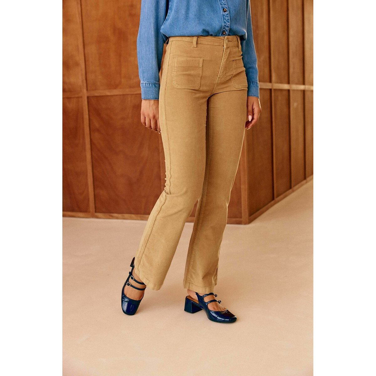 Sonny Velour Flared Trousers beige, LA PETITE ETOILE
