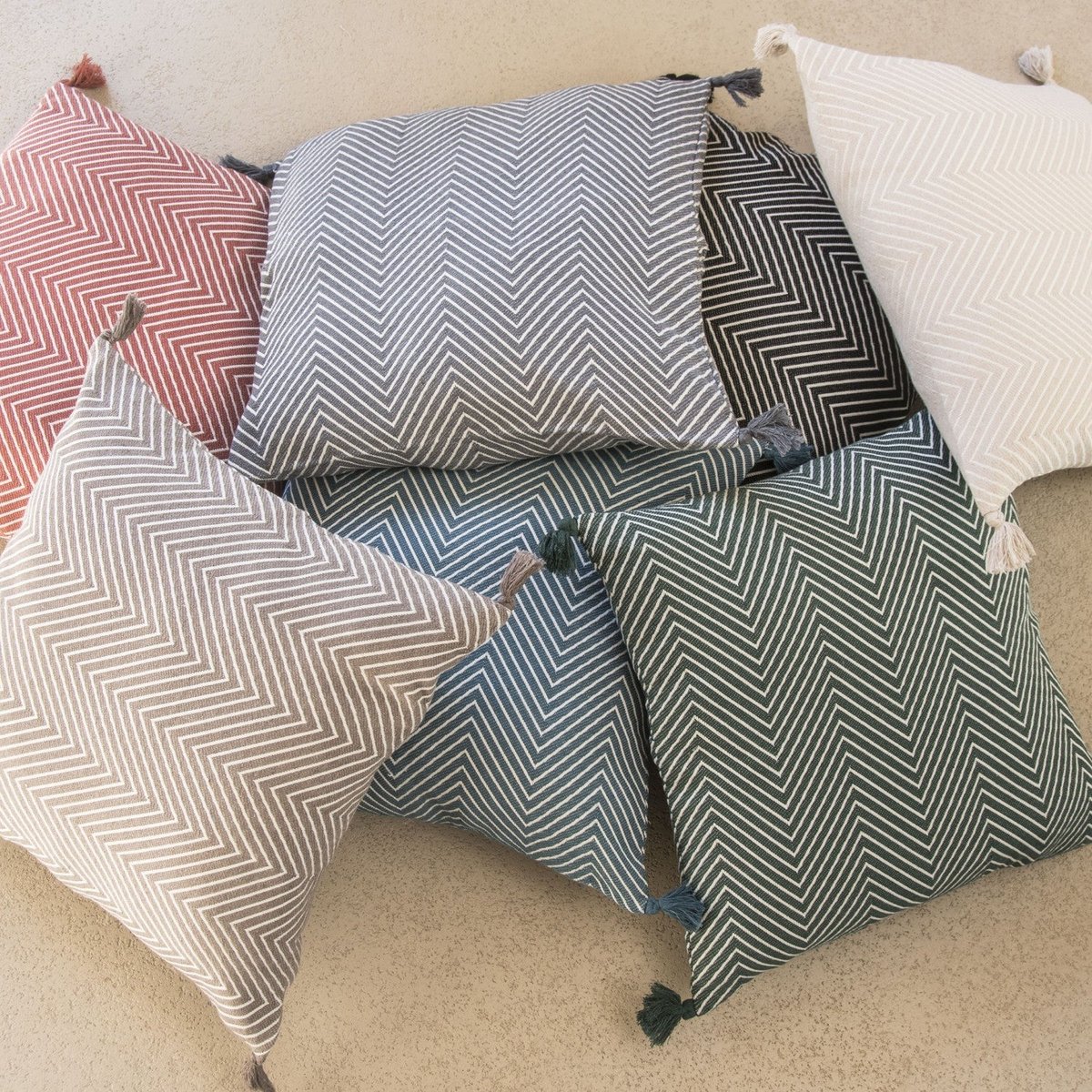 Coussin coton AMSTERDAM taupe clair, FEBRONIE