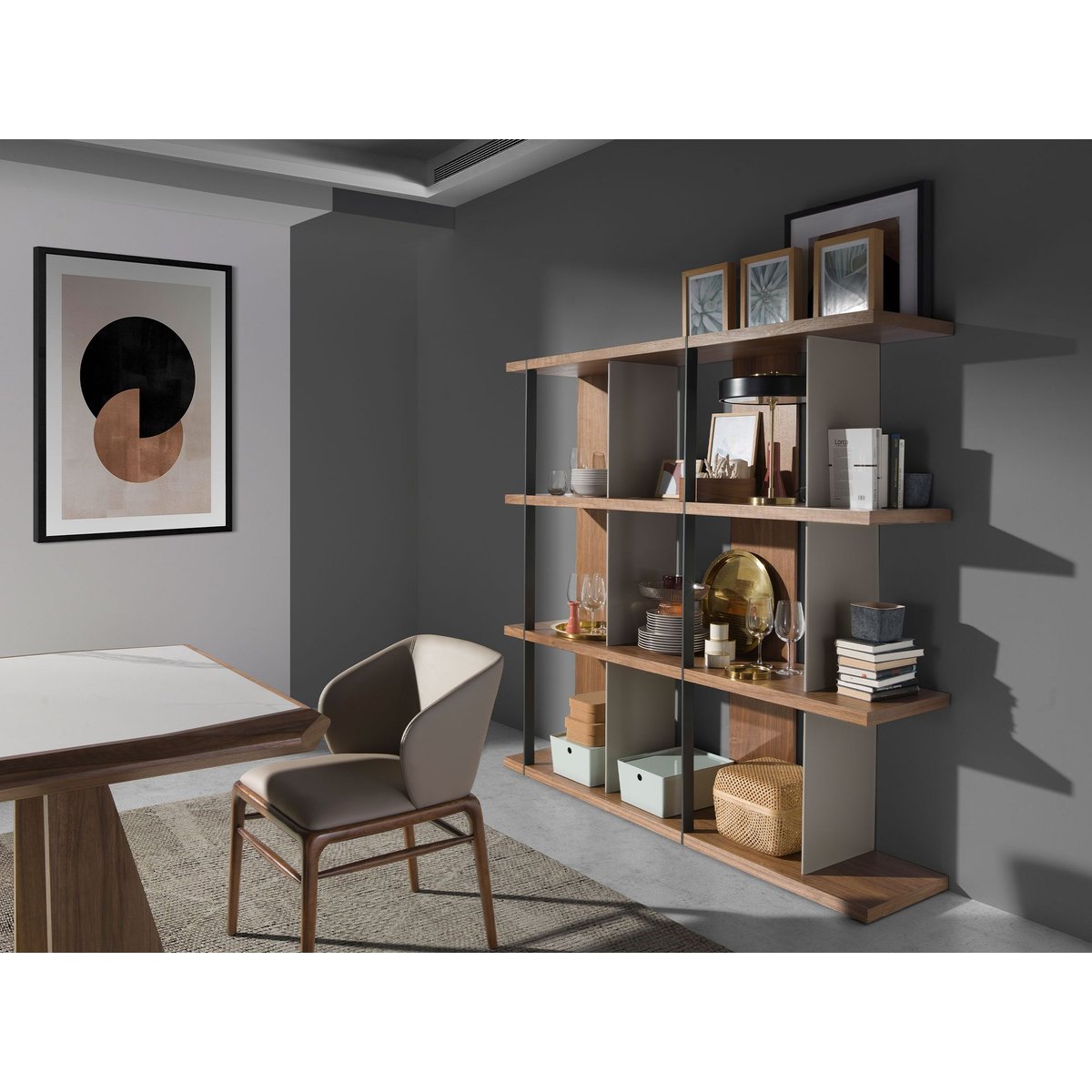 Etagère en noyer et bois gris gris | noyer | noir, ANGEL CERDA