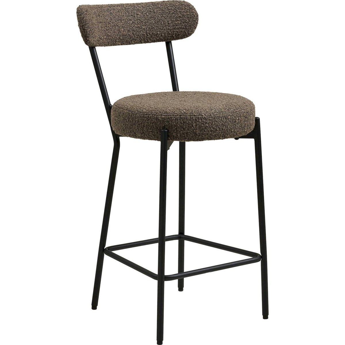 Tabouret de bar en tissu bouclé HOLSTELLY blanc bouclé et noir, RECOLLECTION