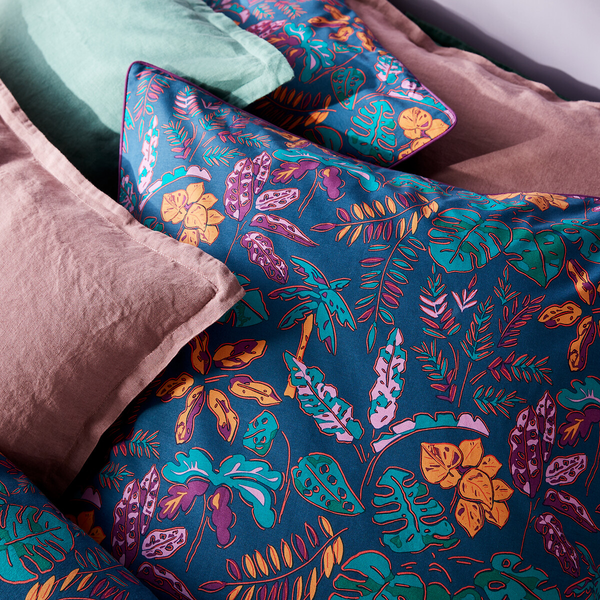 Housse de couette 30% coton recyclé, Foliaro imprimé tropical, LA REDOUTE INTERIEURS