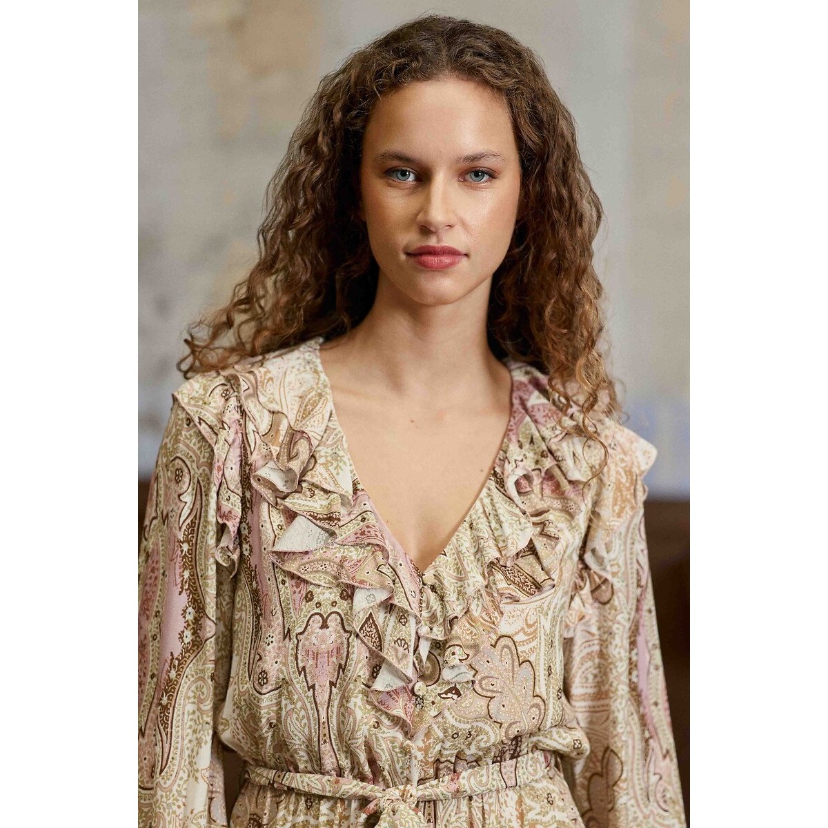 Maxi-jurk met paisleyprint en ruches, REG bedrukt, LA PETITE ETOILE