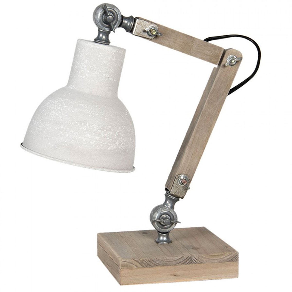 Lampe bureau style industriel en métal et bois 15x15x47cm bois, WADIGA