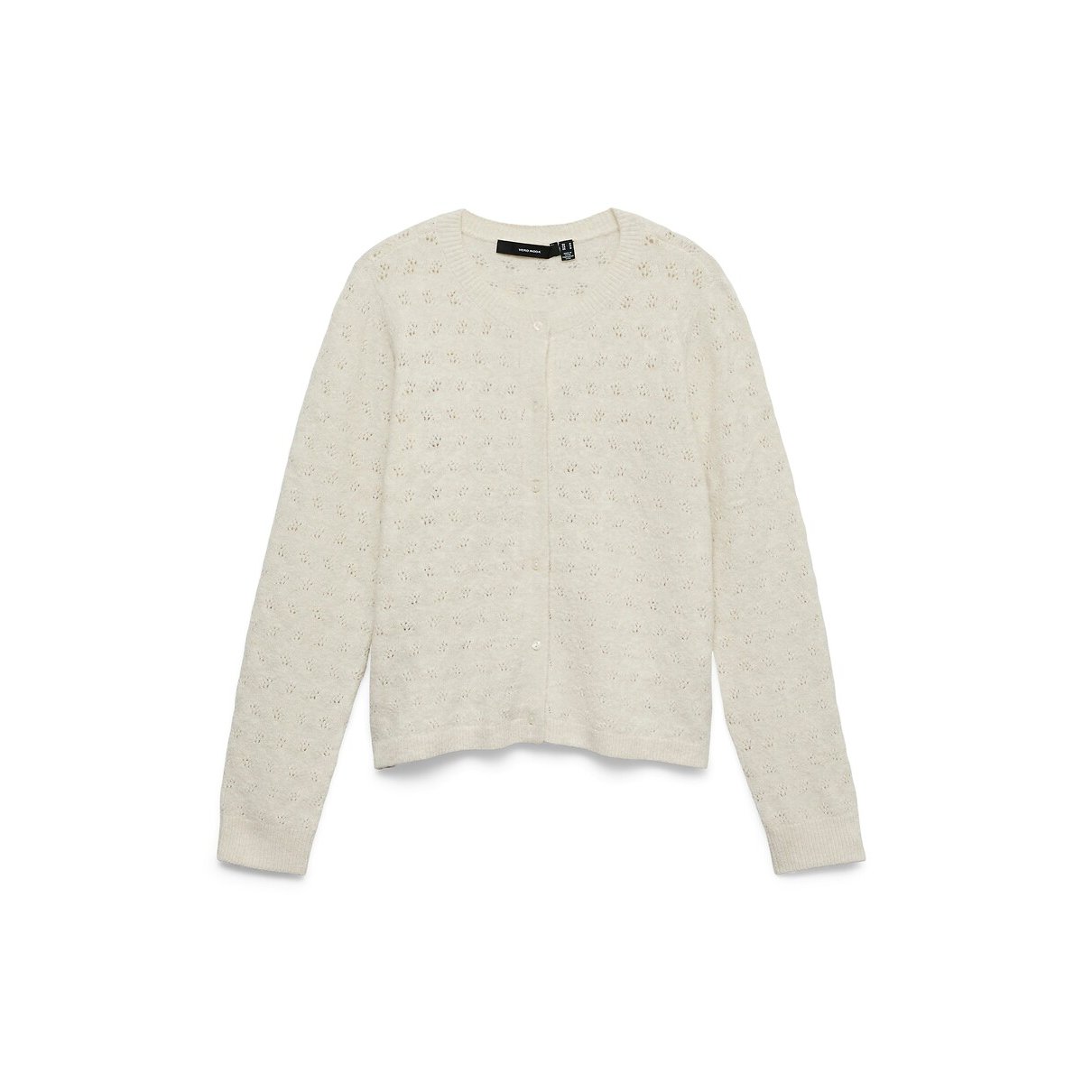Gilet col rond ajouré ecru, VERO MODA