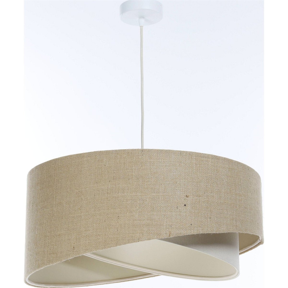 Suspension en lin et chanvre ronde Boho beige naturel et crème doux, BPS KONCEPT