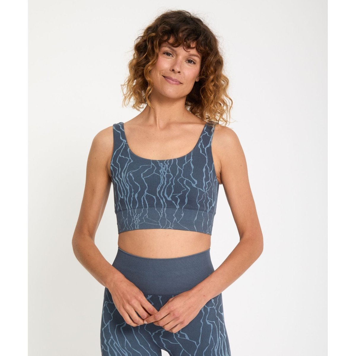 Brassière jacquard  DATTA bleu métal, YOGA SEARCHER