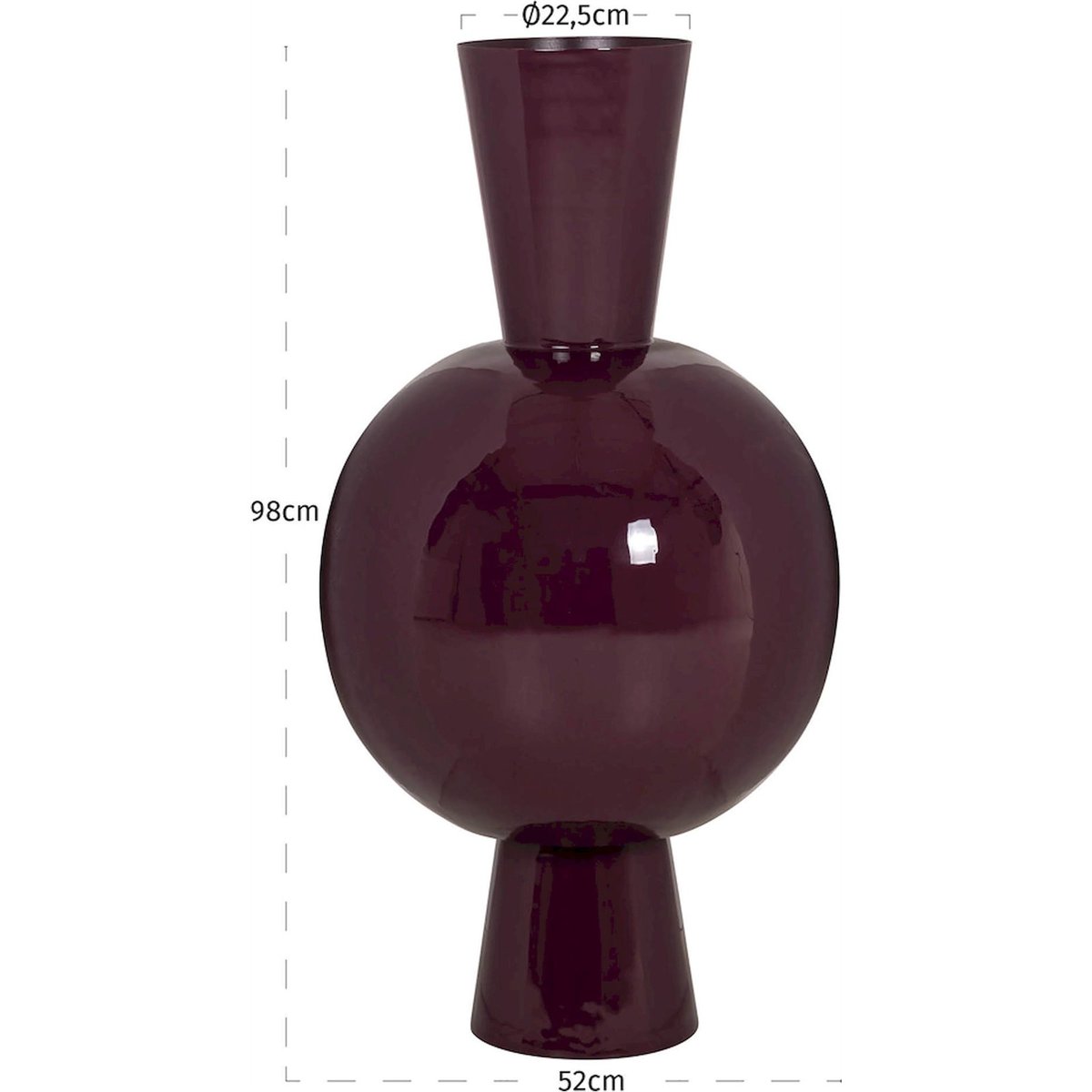 Vase en fer émaillé à forme organique bordeaux profond émaillé, RECOLLECTION