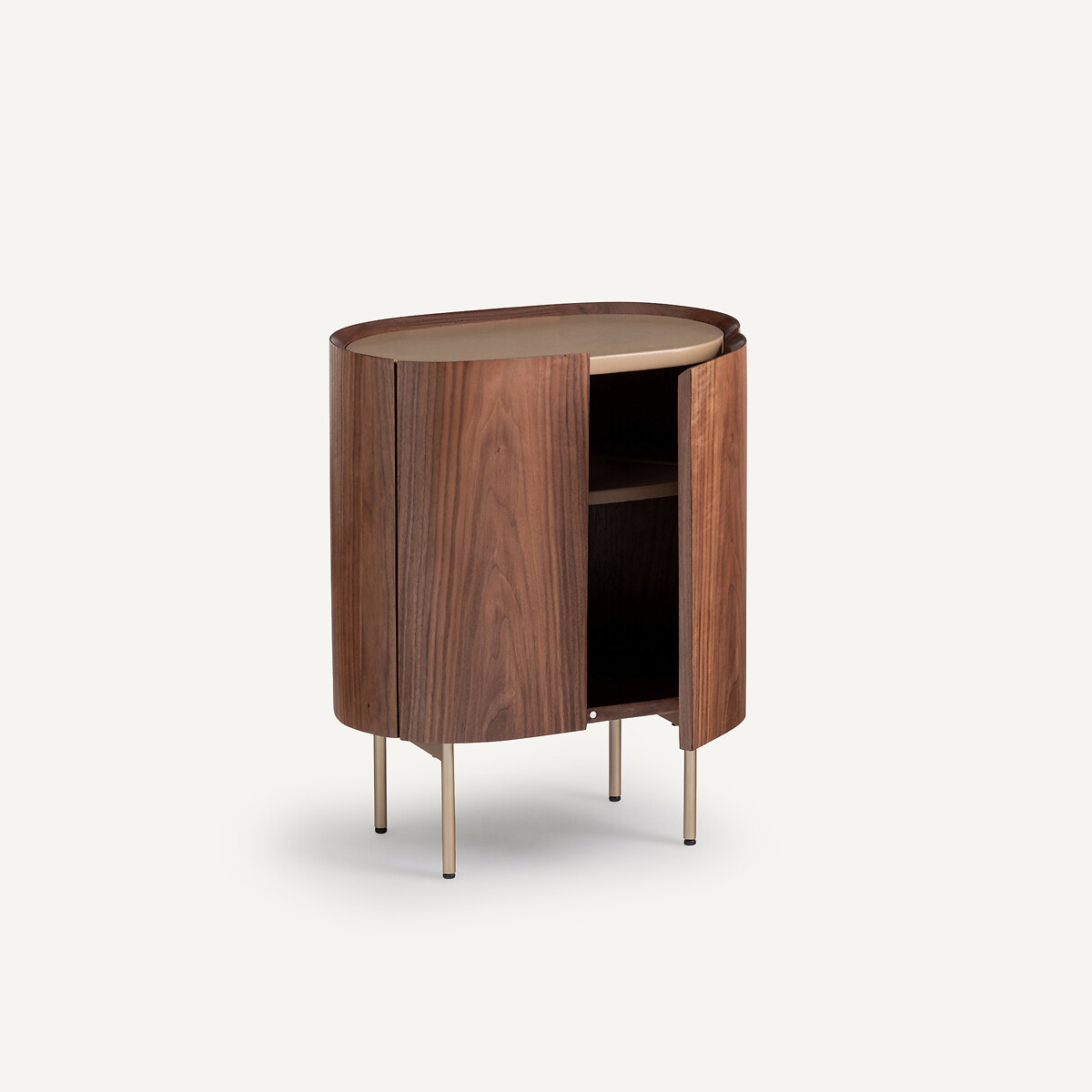 Aslen Bedside Table in Solid Walnut, Walnut Veneer and Leather walnut, AM.PM