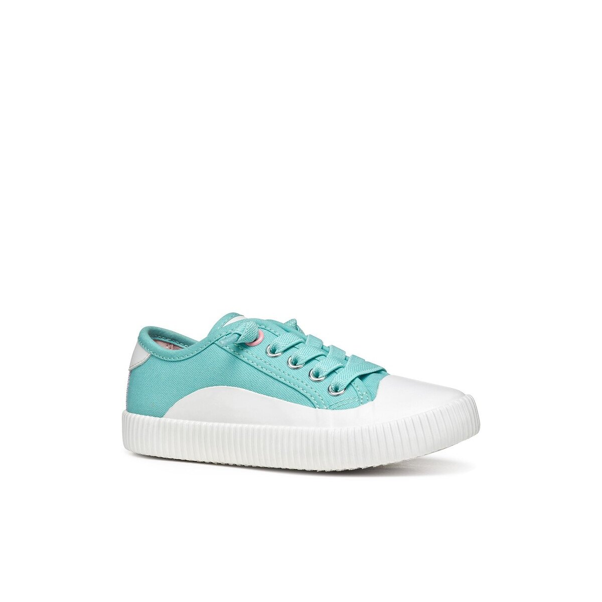 Kids Tippeste Canvas Breathable Trainers turquoise blue , GEOX