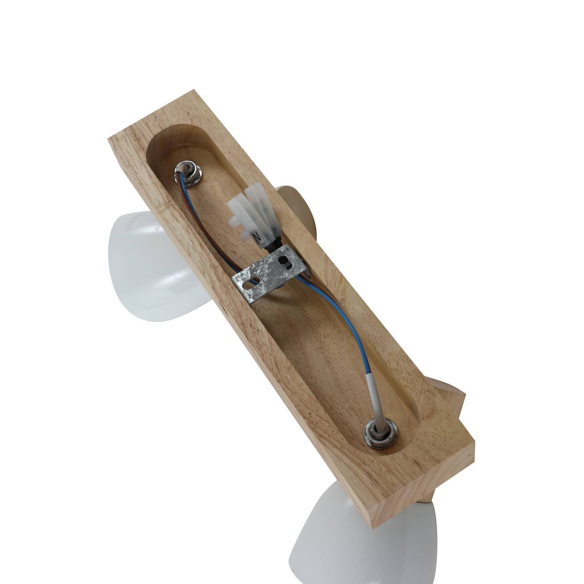 Spot en bois scandinave, Thorin bois clair, blanc, LINDBY