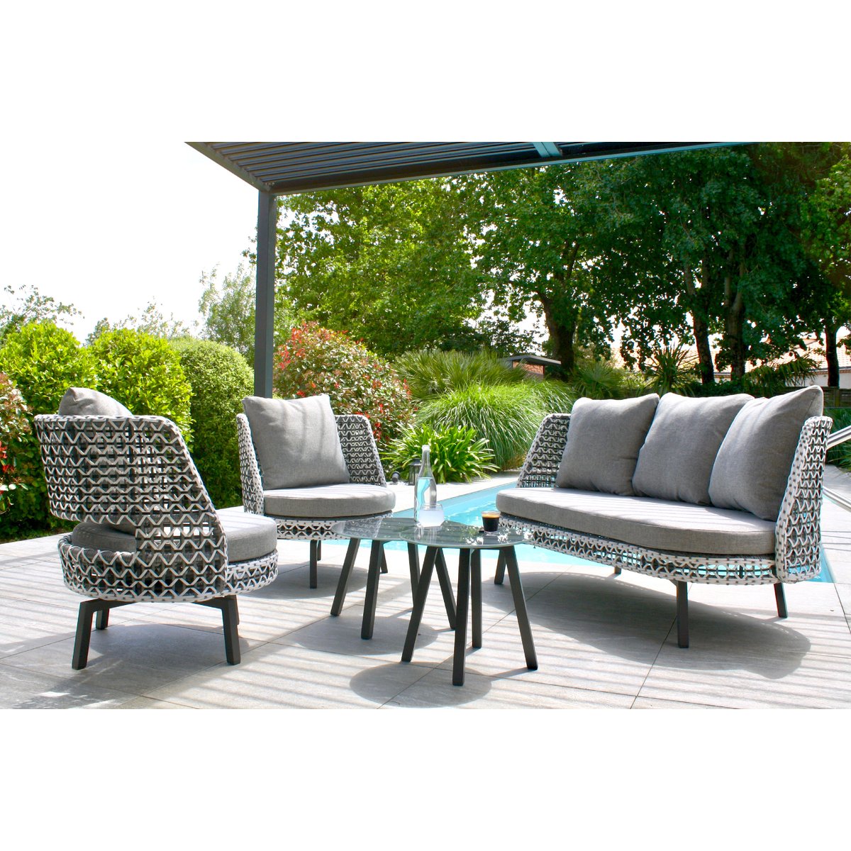 Salon de jardin 4 places en aluminium AGADIR gris anthracite, DCB GARDEN