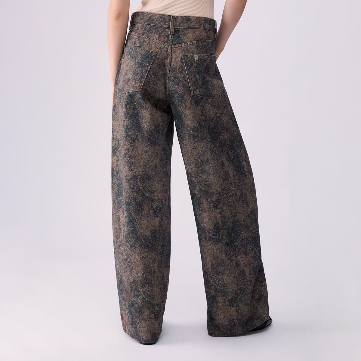 Pantalon garçon avec imprimé glittéré marron, LIU JO