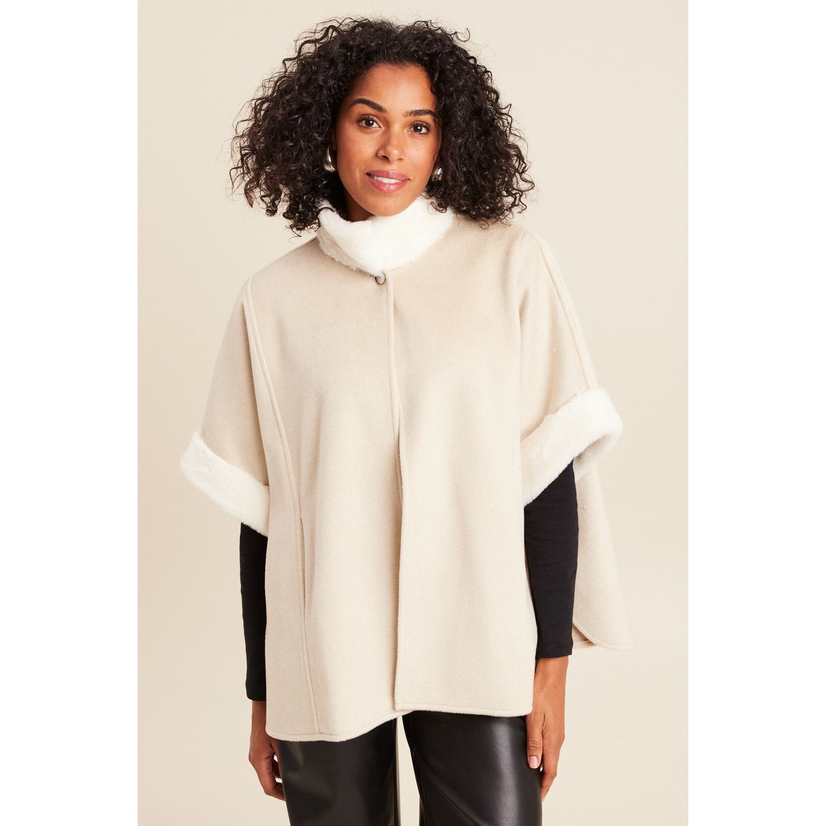 Poncho cape coupe ample ivoire, BREAL