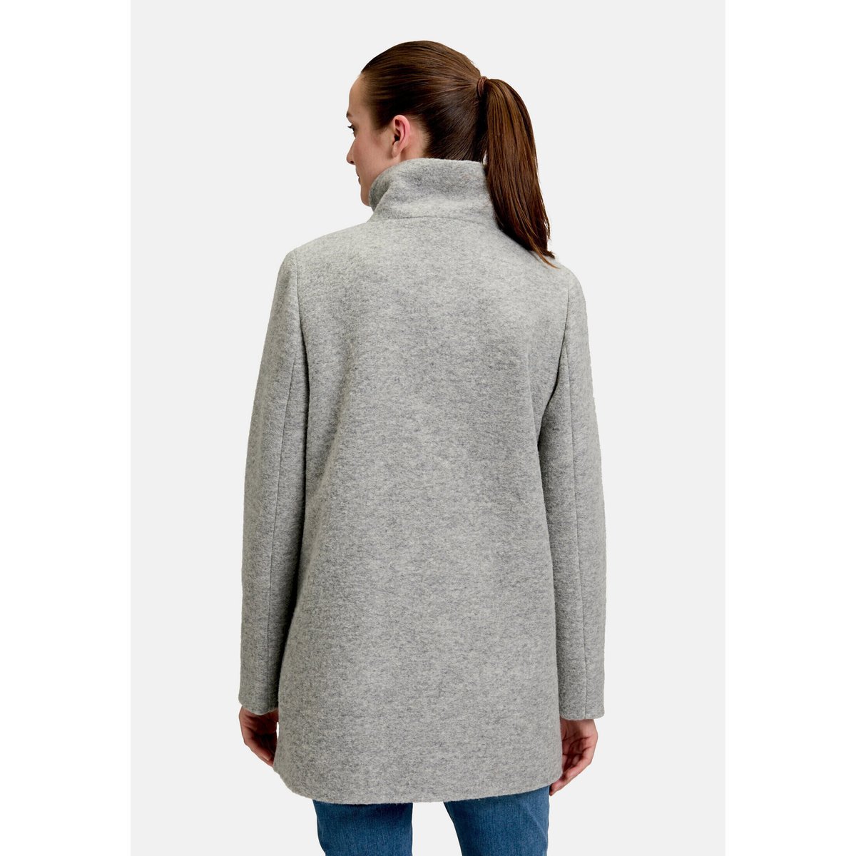 Manteau court à col droit gris, AMBER & JUNE