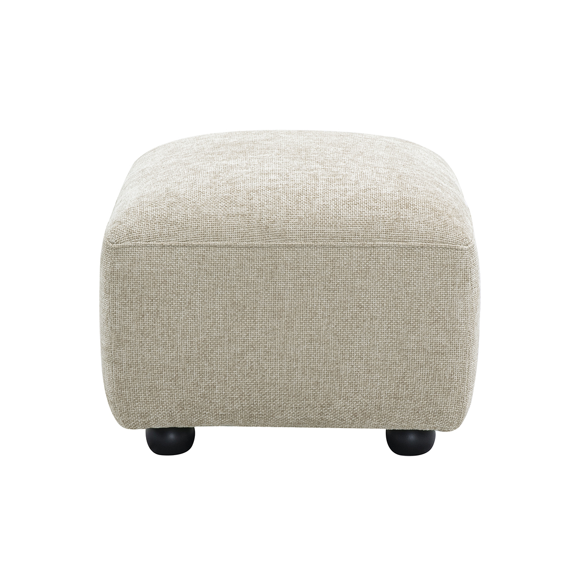 Pouf repose pieds en tissu effet velours texturé beige JOYA beige, MILIBOO