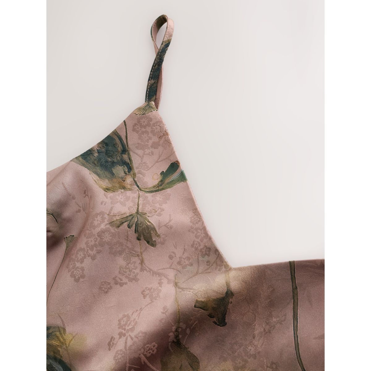 Nuisette en satin jacquard n. premium rose motif fleurs, NEXT