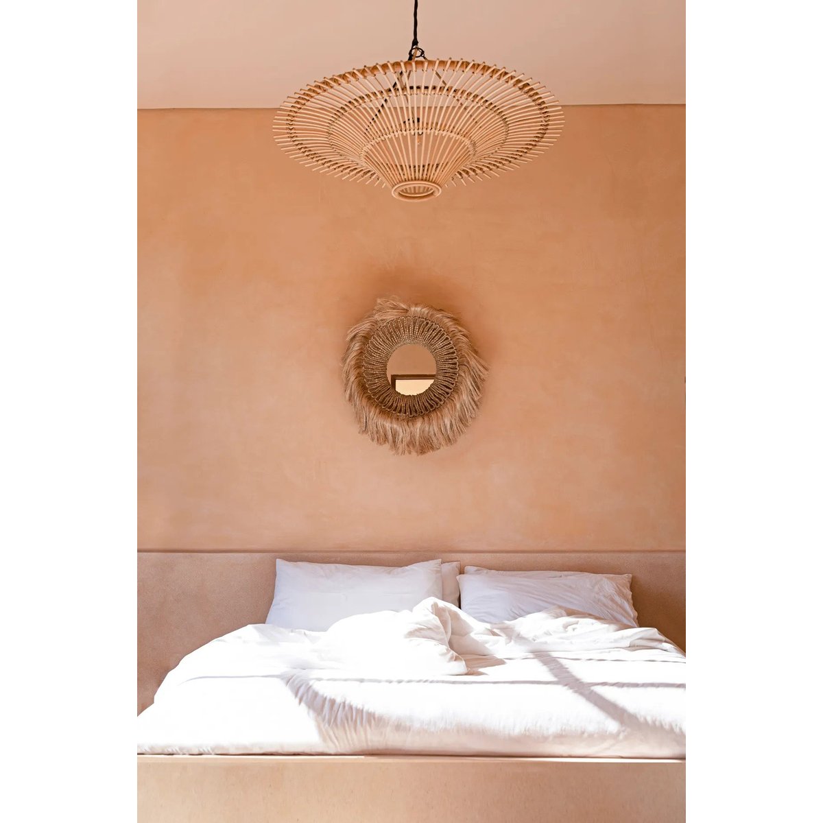 Miroir en herbe d’abaca ABACA SOLOMON beige, BAZAR BIZAR