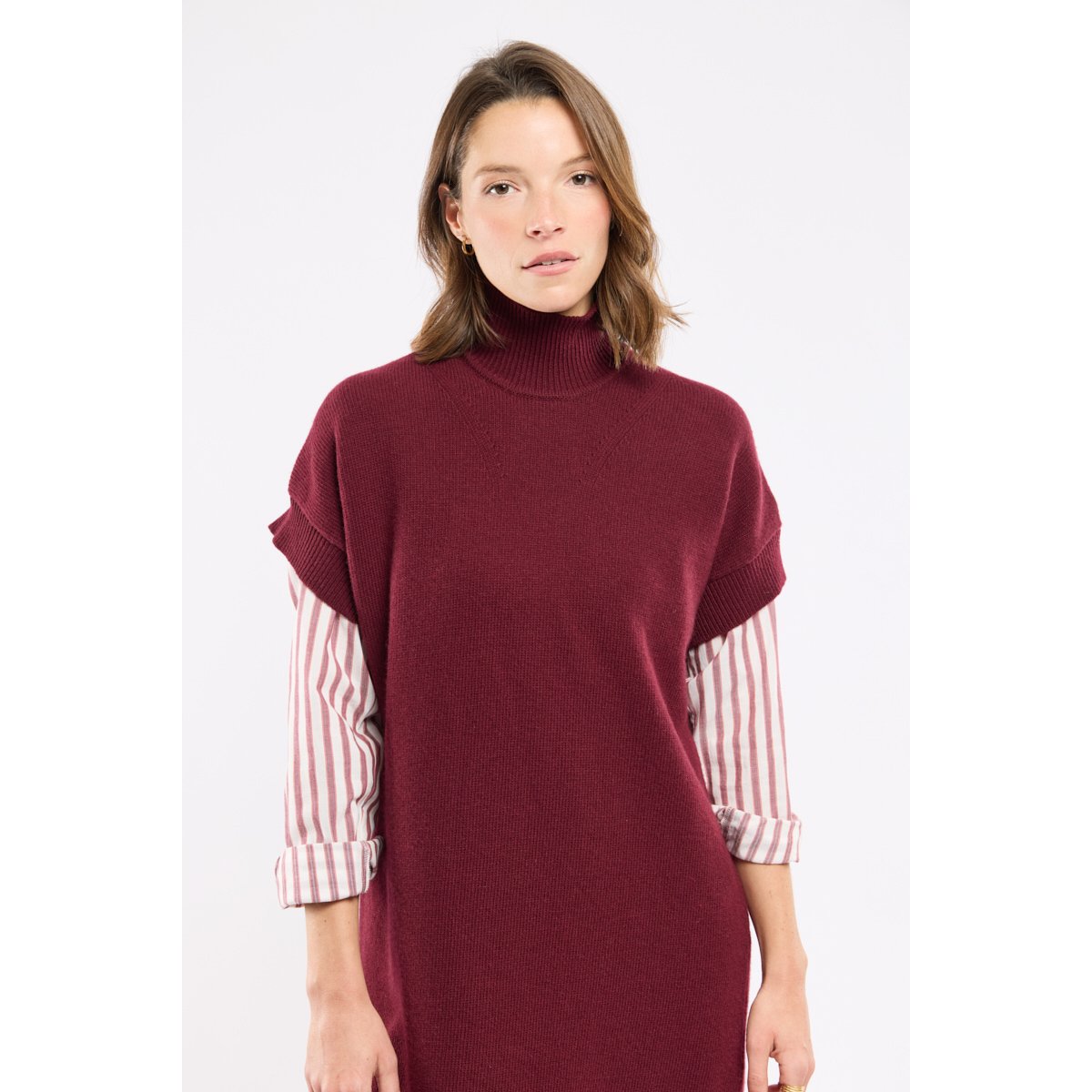 Robe pull unie - laine betterave, ARMOR-LUX