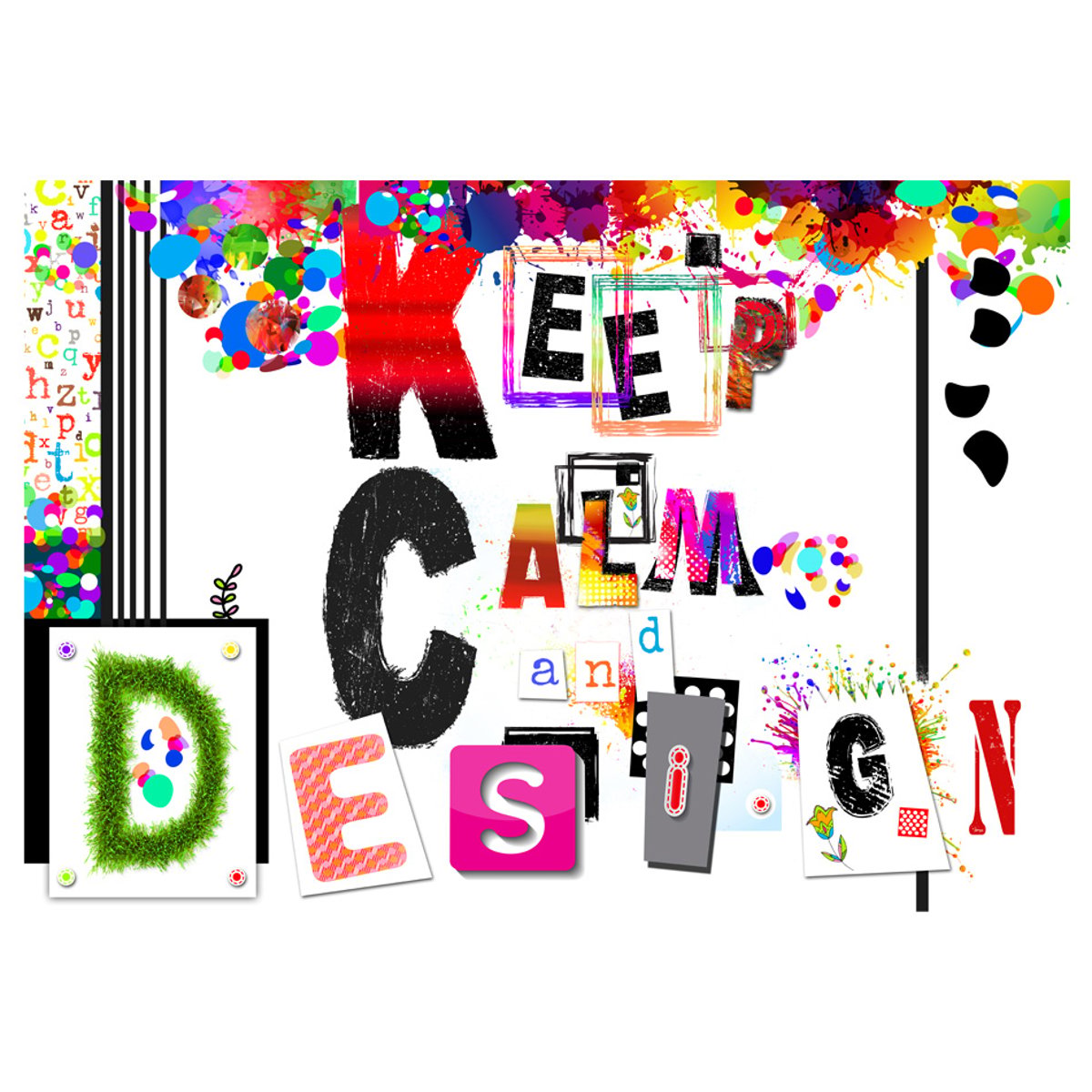 Papier peint intissé panoramique Textes Keep Calm and Design multicouleur, EDEN