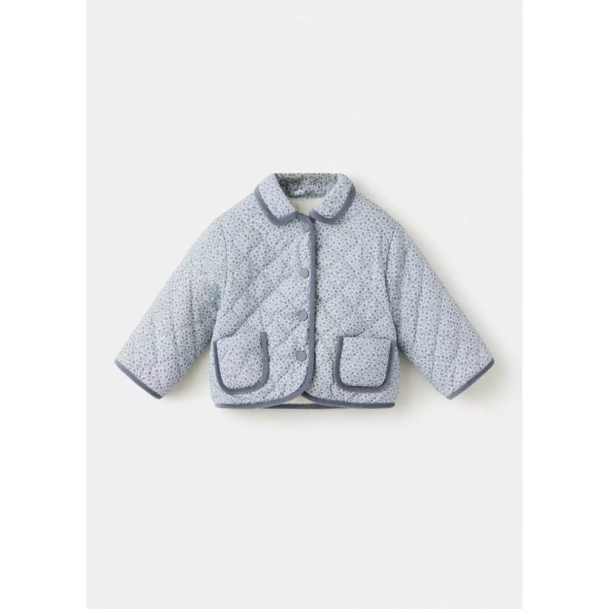 Veste matelassée à fleurs bleu, MANGO BABY