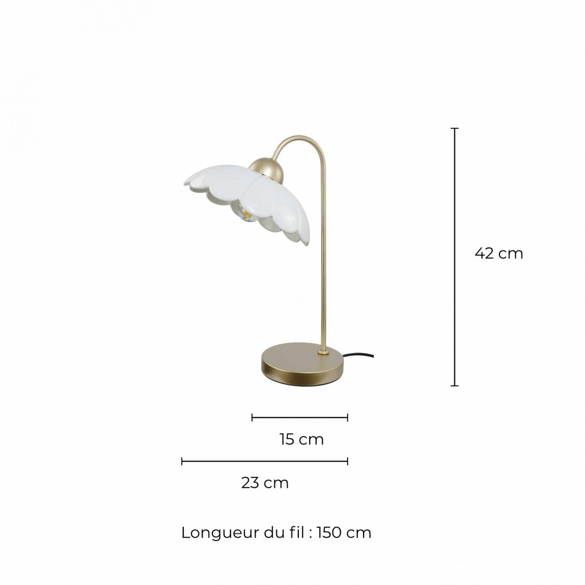 Lampe à poser en métal & céramique, CLARIS blanc, C-CREATION