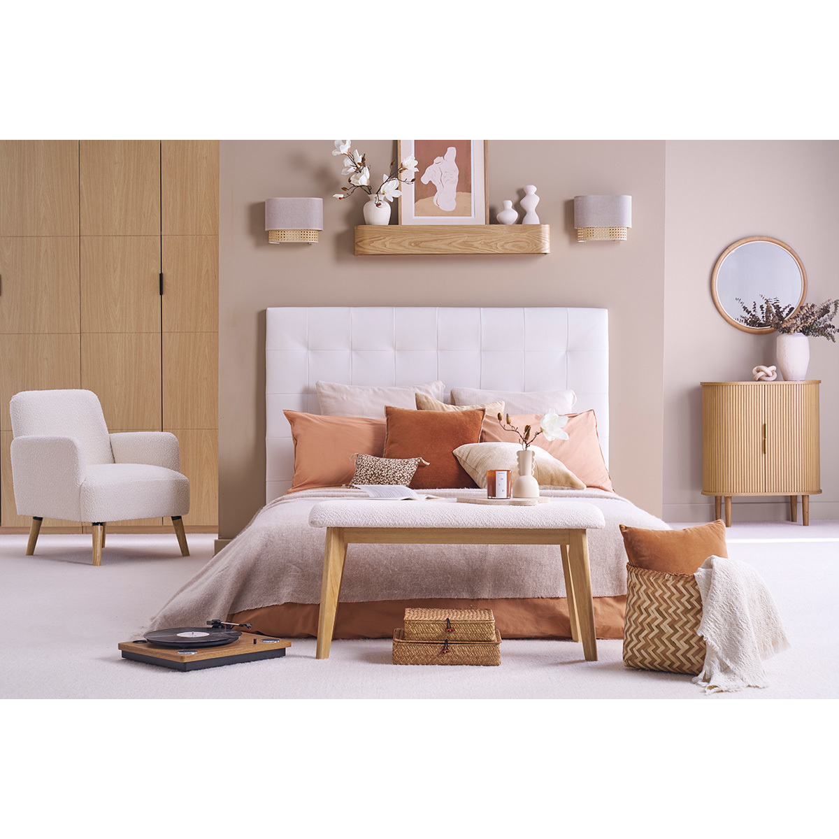 Tête de lit capitonnée L160 cm HALCIONA blanc, MILIBOO