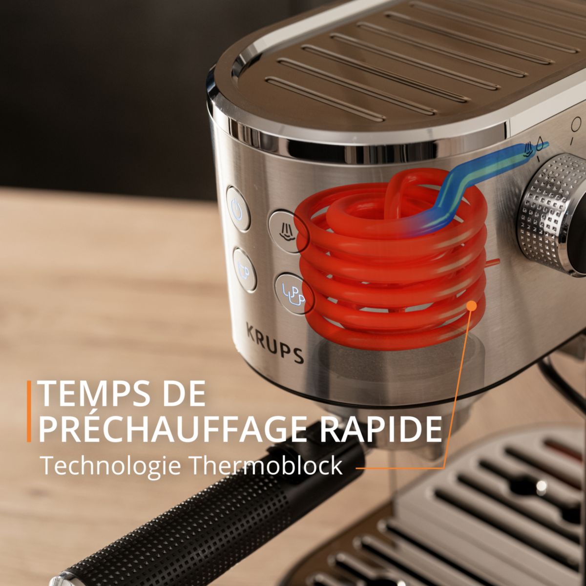 Machine à expresso XP444C10 pompe virtuoso + inox, KRUPS