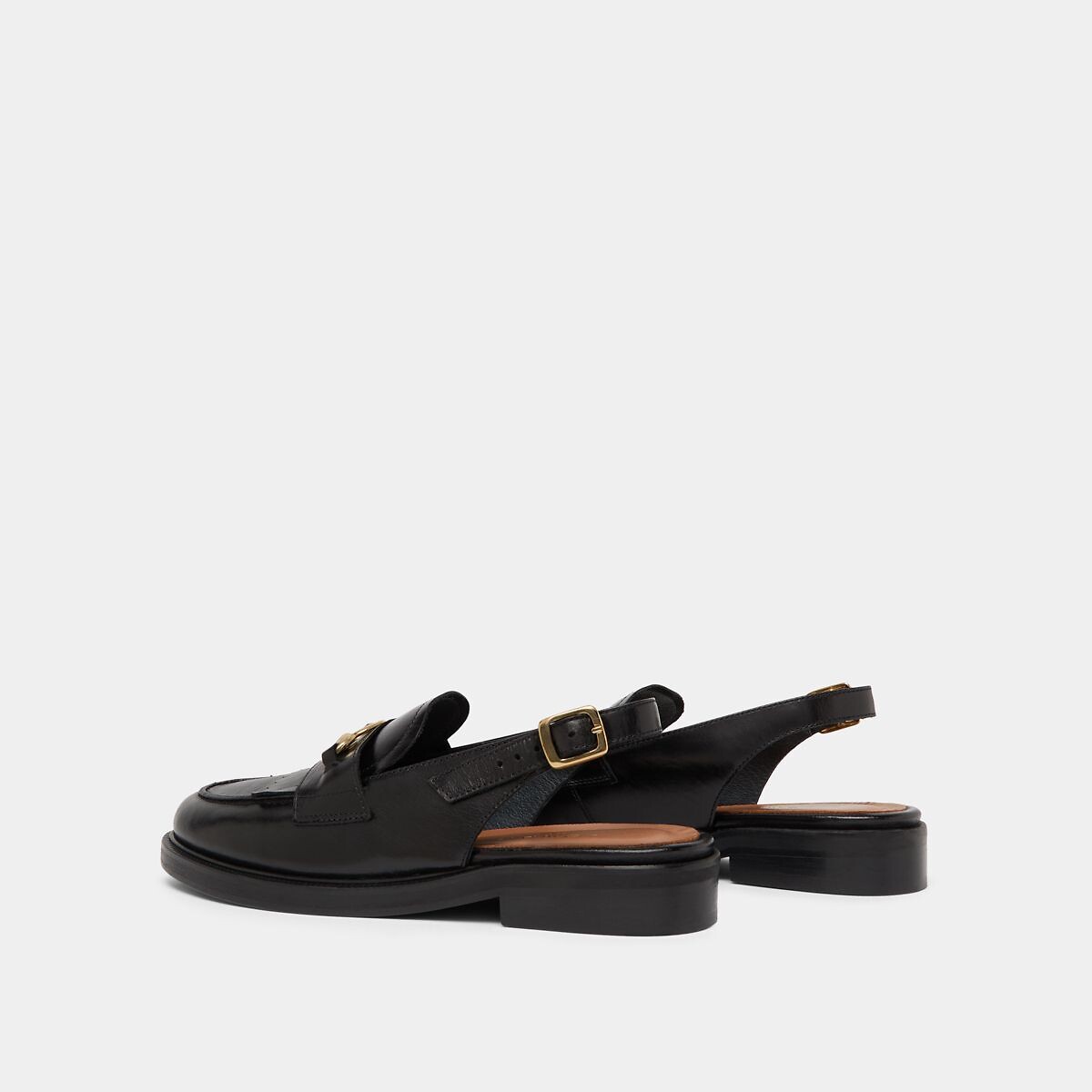 Mocassins slingback, em pele, Delphy preto , JONAK
