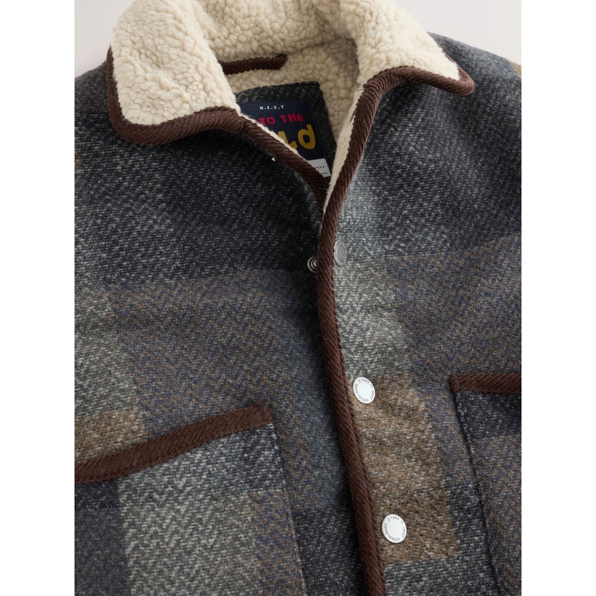 Veste à col imitation peau de mouton vérification multiple, NEXT