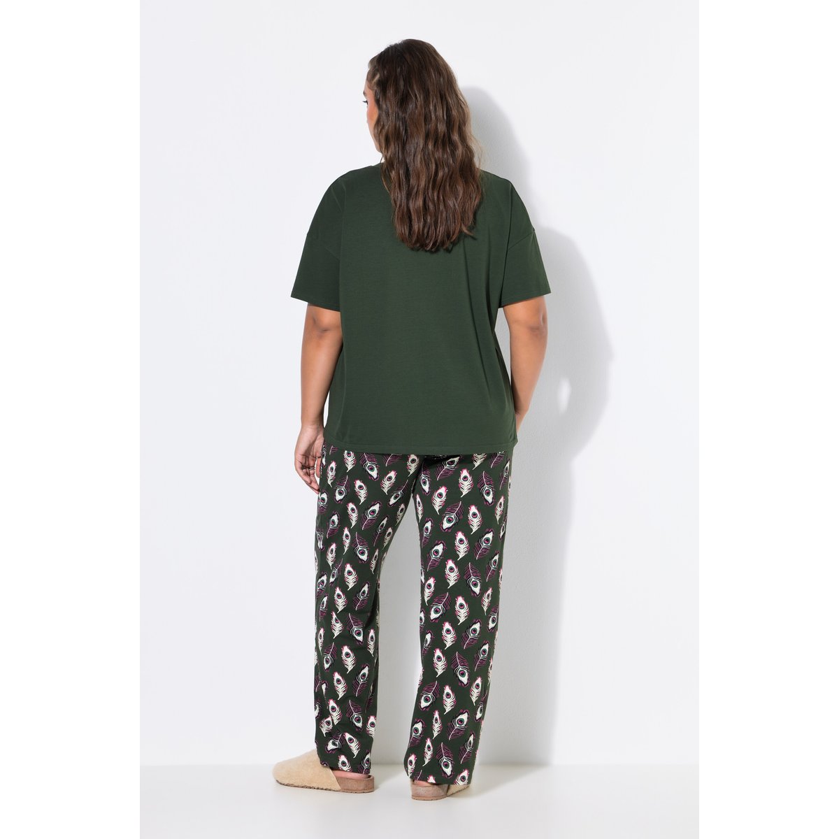 Pyjama, deux pièces, T-shirt uni olive foncé, STUDIO UNTOLD