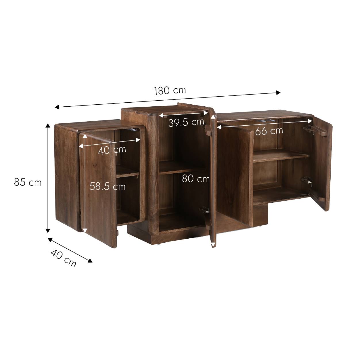 Buffet en bois de manguier LYSANDRE bois foncé, MADE IN MEUBLES