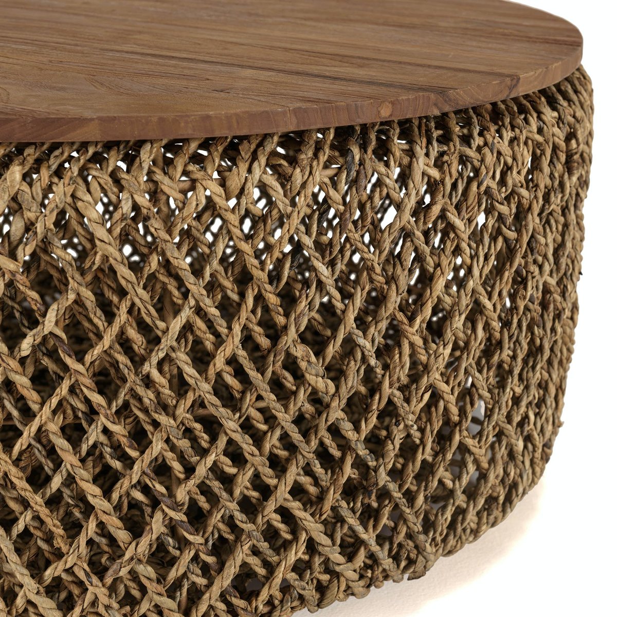 Table basse ronde 83 cm fibre tressée et bois SWING bois naturel, PIER IMPORT