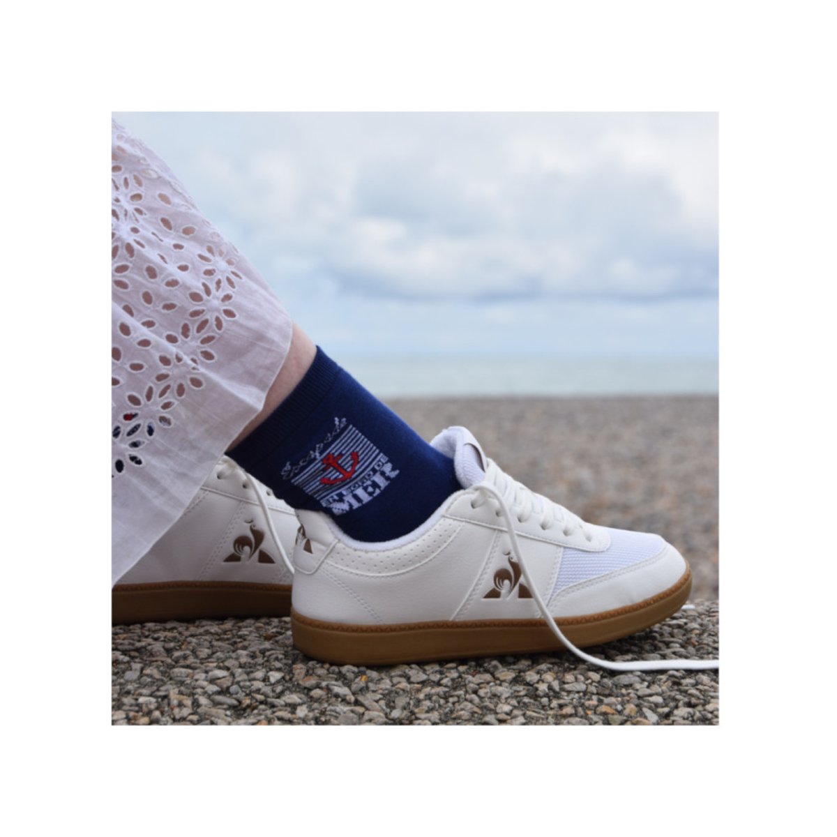 Socquettes en coton ancre marine MADE IN FRANCE marine, KINDY