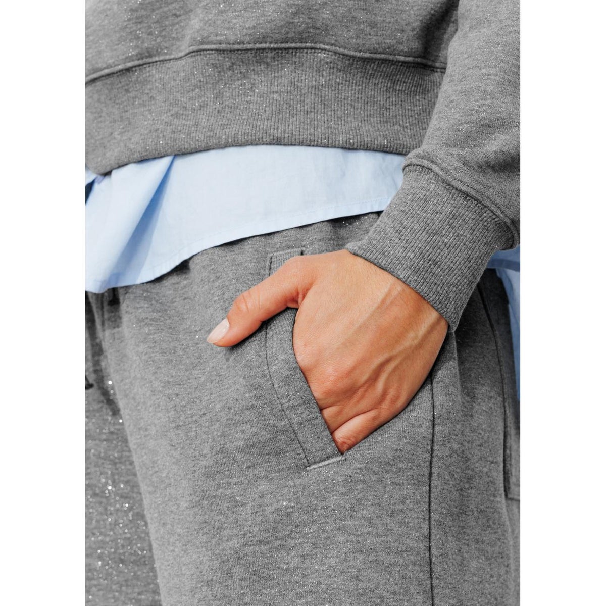 Jogging en molleton pailleté gris, PROMOD