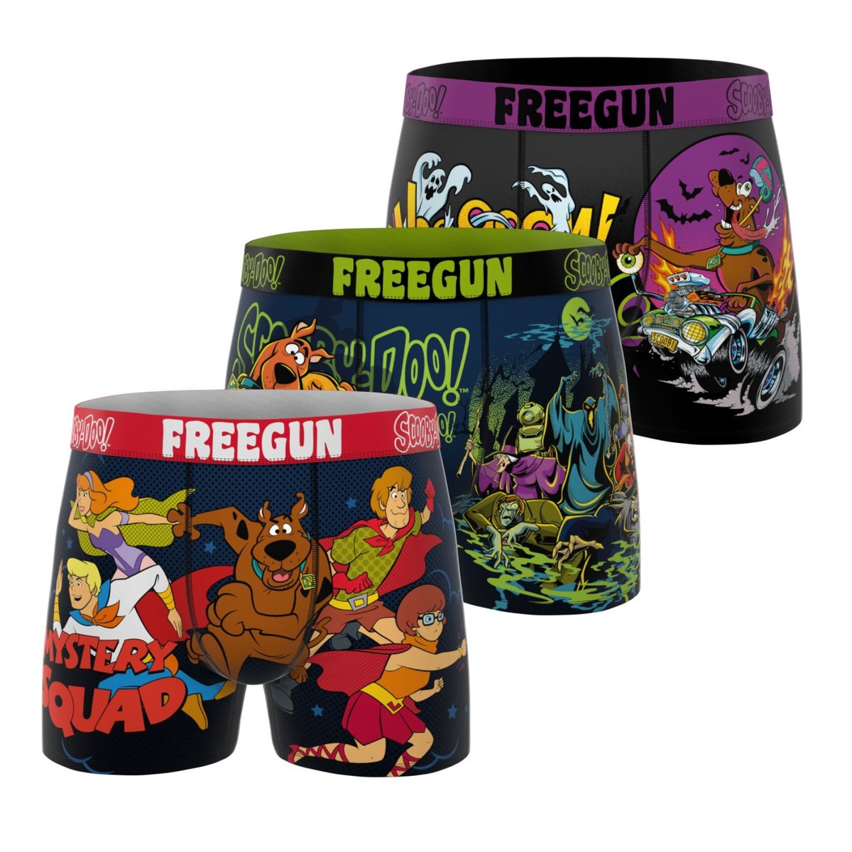 Lot De 3 Boxers Scooby-doo vert/violet/rouge/bleu foncé, FREEGUN