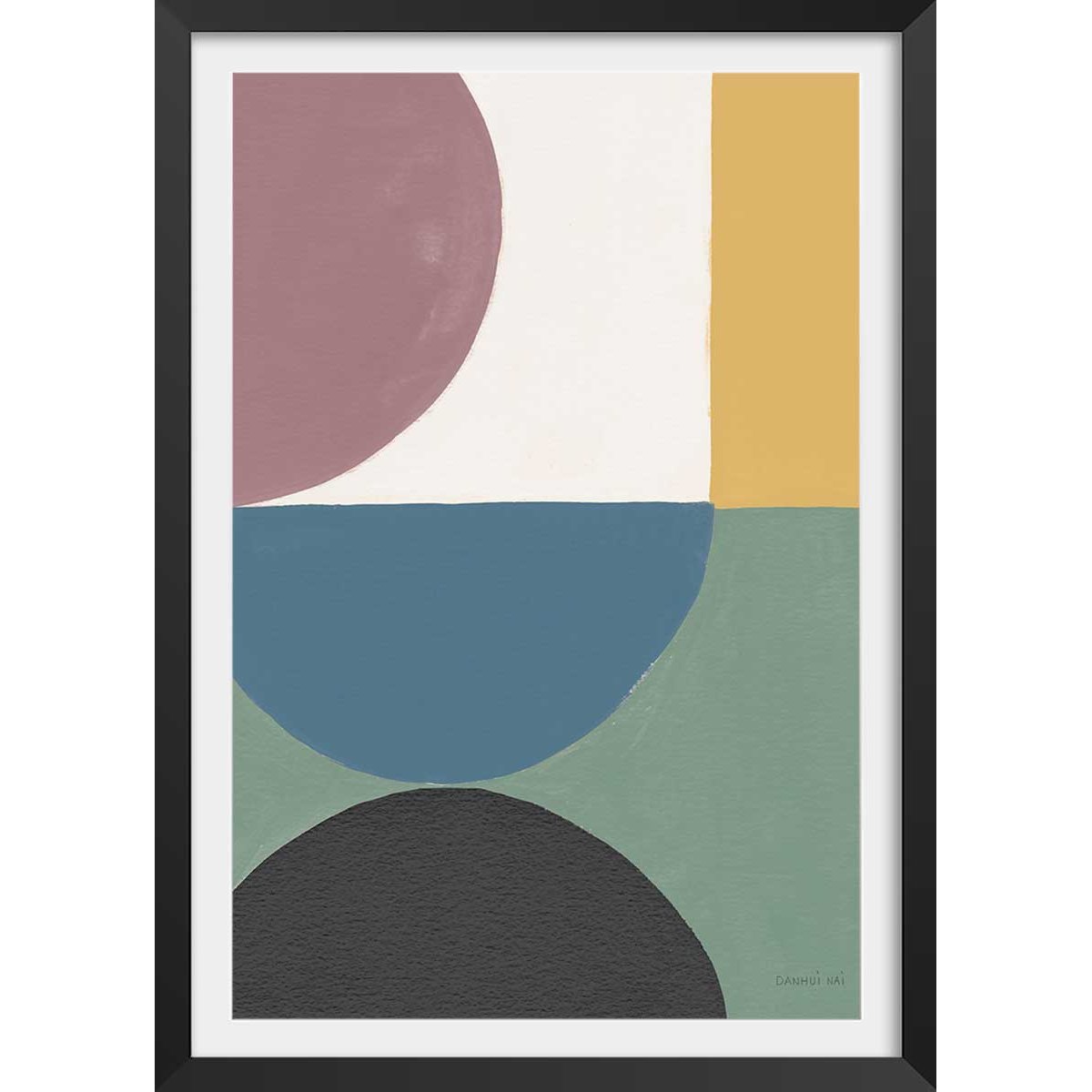 Affiche Retro coloré V affiche + cadre en bois - noir, HEXOA