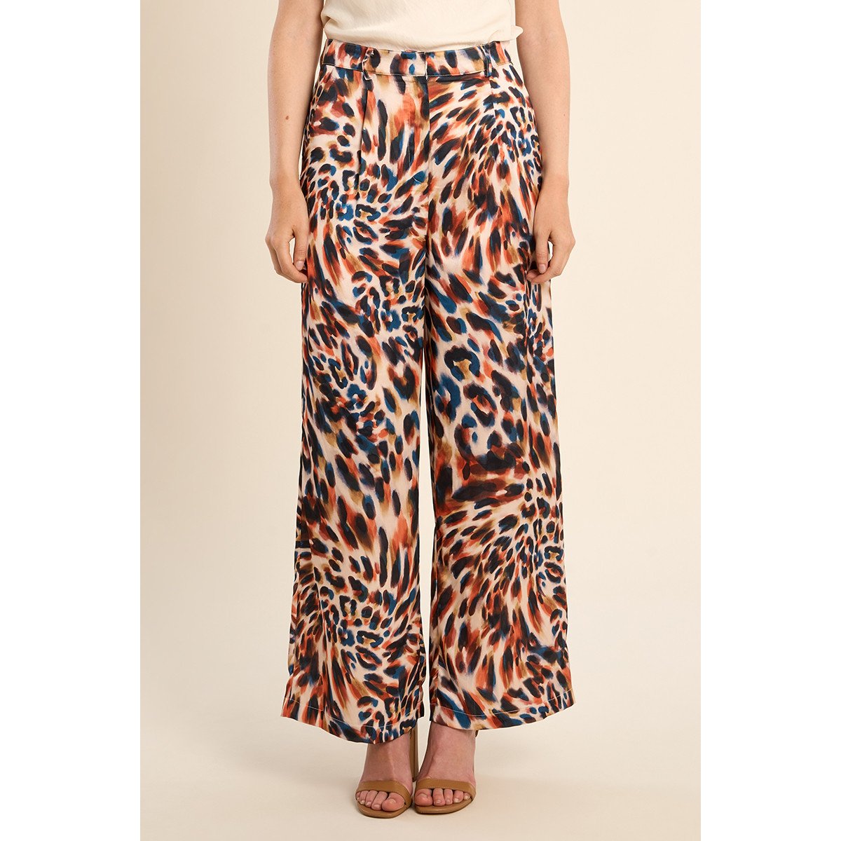 Pantalon droit, imprimé orange romy, MOLLY BRACKEN