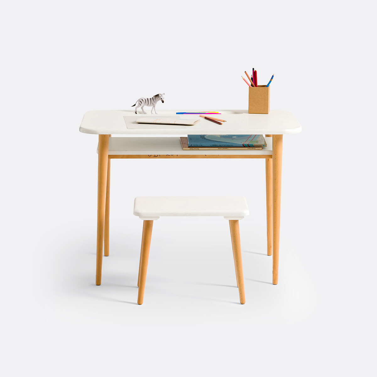 Bureau + banc écolier Jimi blanc, LA REDOUTE INTERIEURS