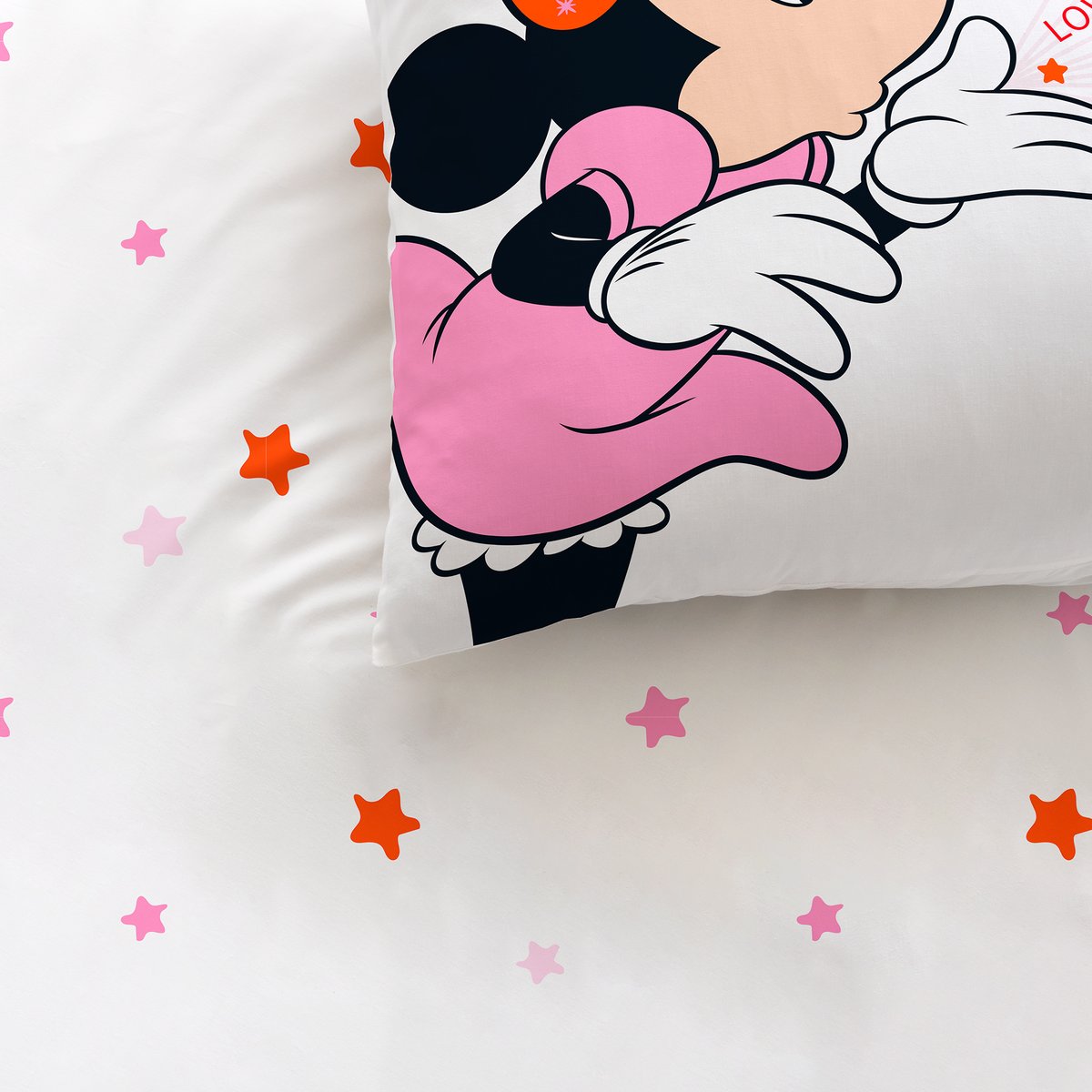 Parure de lit imprimée 100% coton, HAPPY rose, MINNIE MOUSE