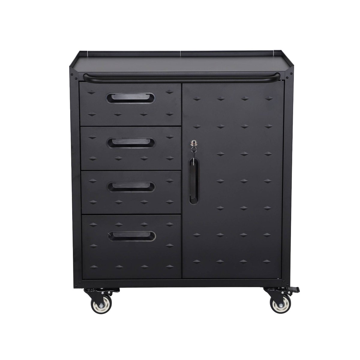 Meuble bas de rangement pour garage avec 4 tiroirs et une porte BOBBY noir, SWEEEK