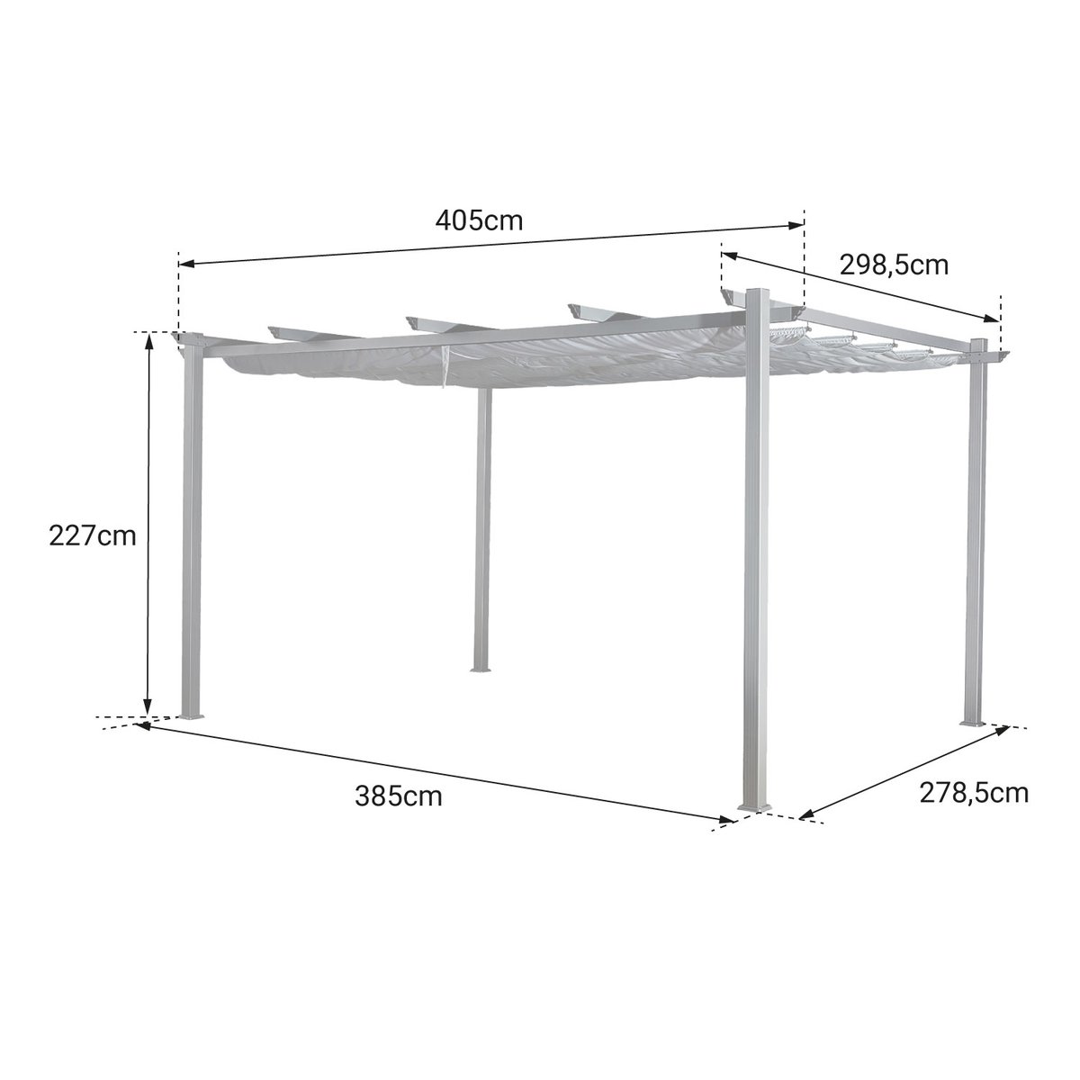 Pergola autoportante, 3 x 4m, CASSIS gris, HAPPY GARDEN