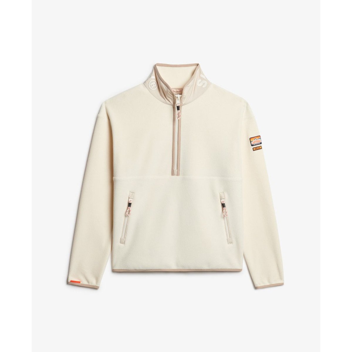 Polaire à demi-fermeture zippée Active riz blanc, SUPERDRY