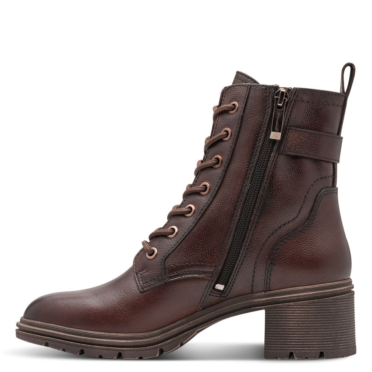 Bottines lacées à talons marron mocca, TAMARIS