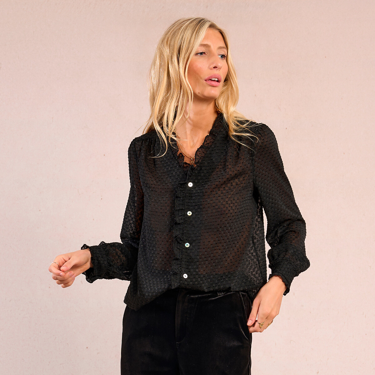 Satin Shirt black, MOLLY BRACKEN