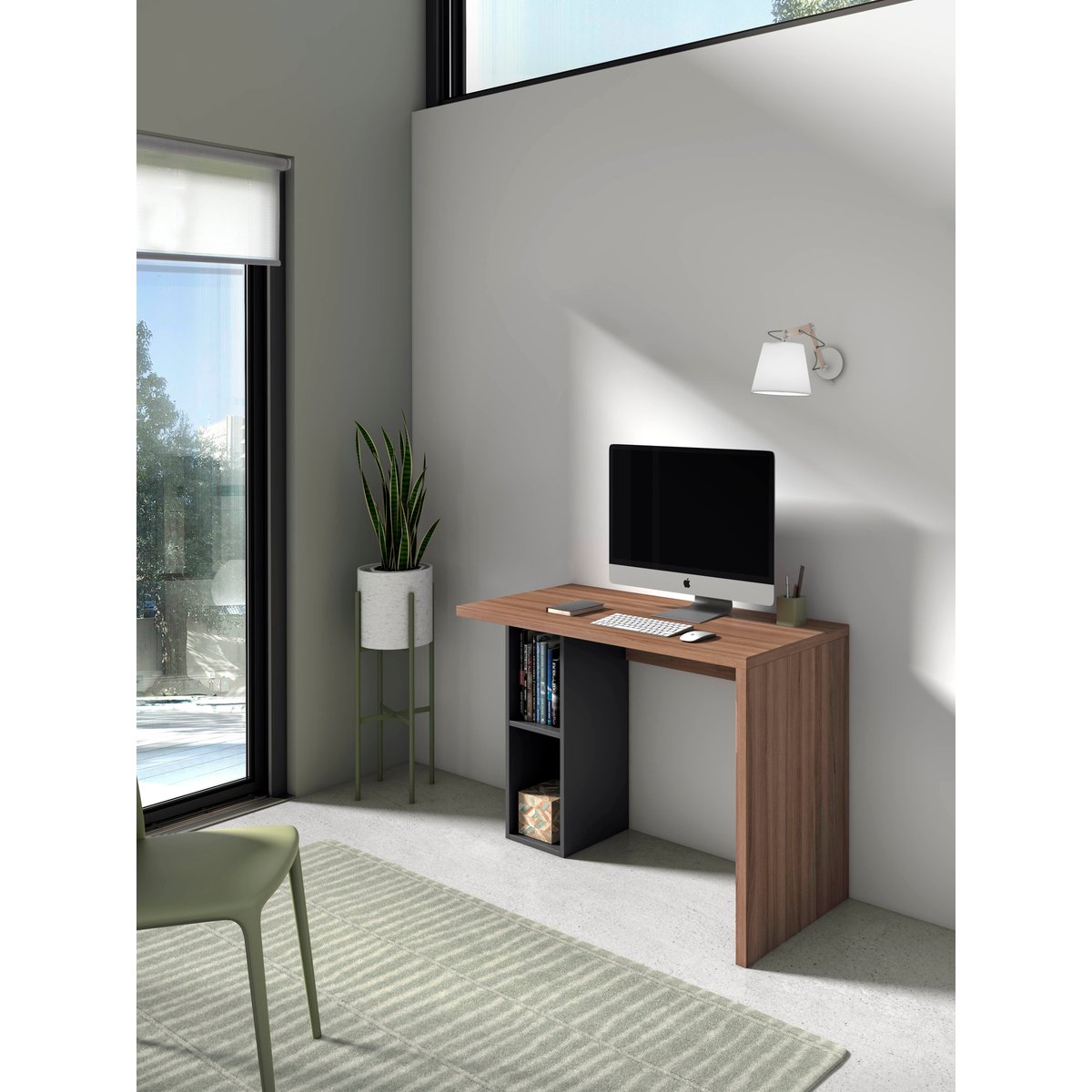 Bureau en placard, LONDRES noyer-graphite, HERDASA
