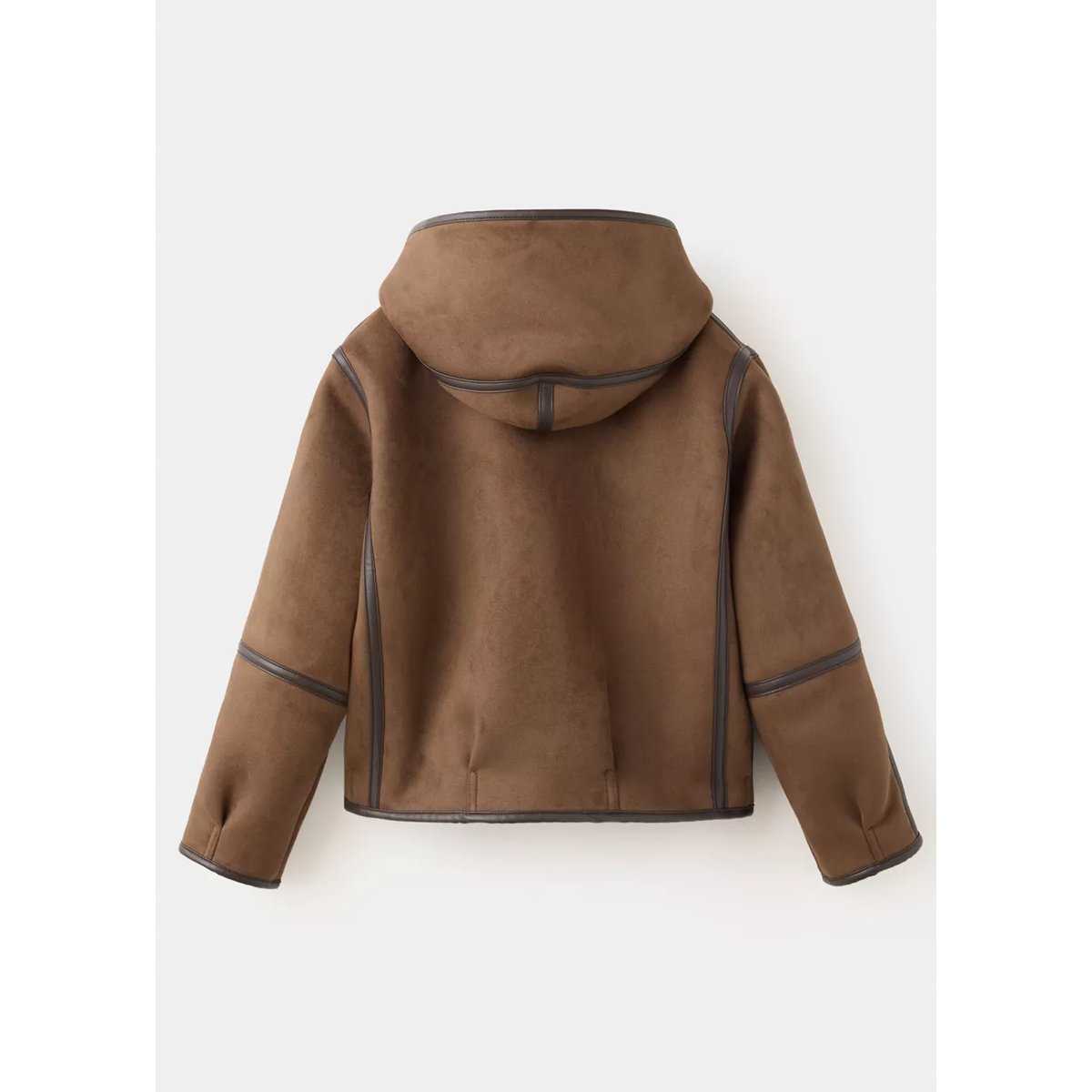 Manteau effet daim imitation mouton retourné marron, MANGO KIDS