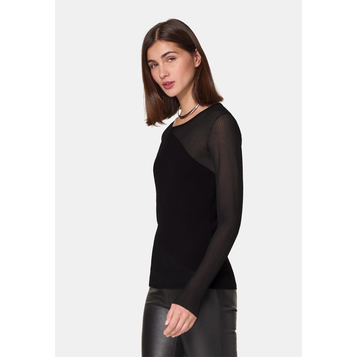 Pull bi-matière en laine noir, RODIER