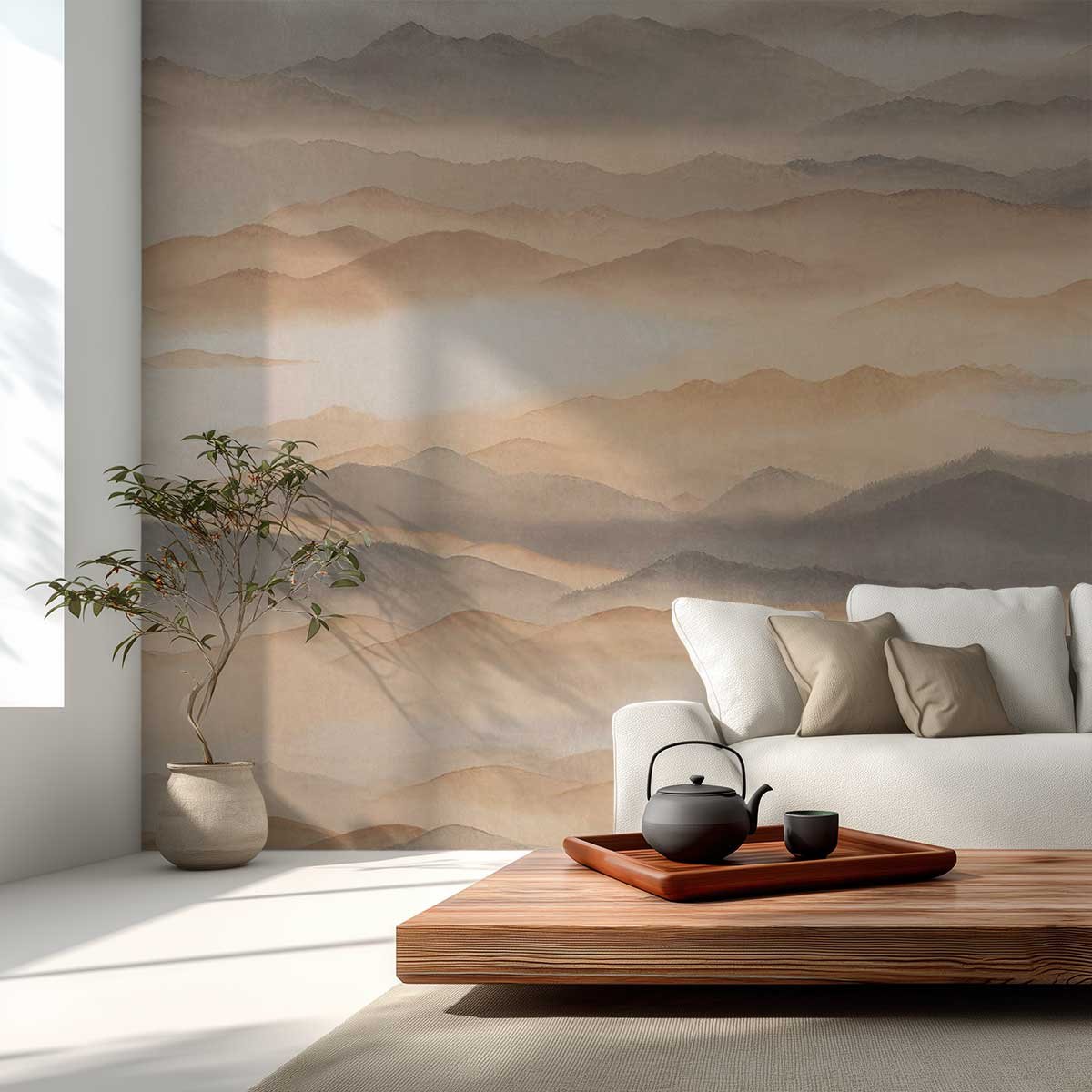 Papier peint Brume Ocrée beige, HEXOA